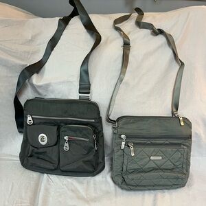 Baggallini Purse Set of 2- Lg Grey Crossbody & Sm Quilted Crossbody